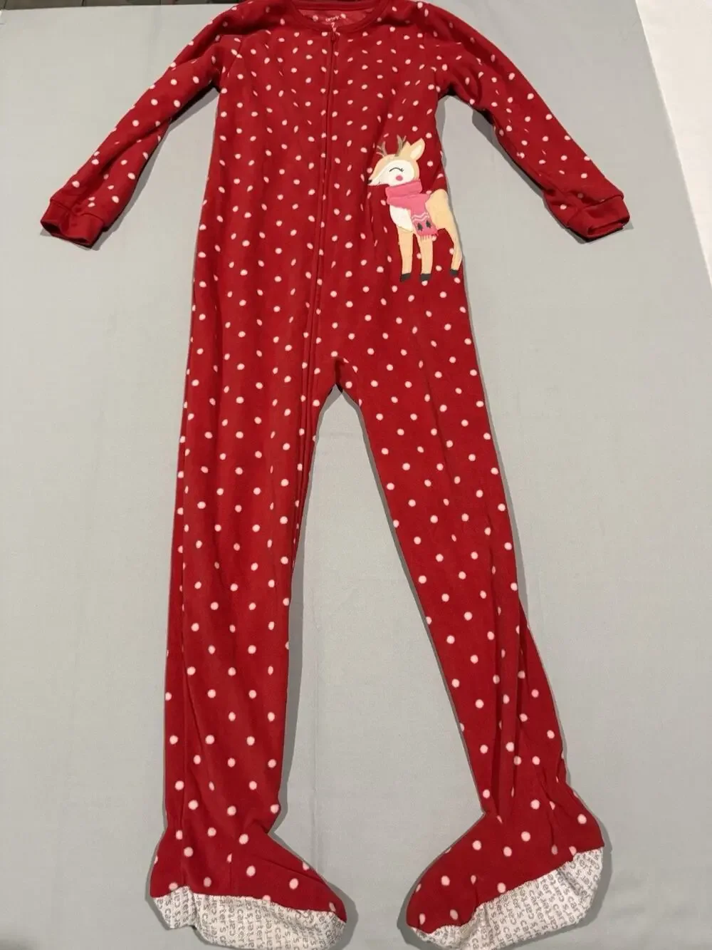 Carter's Girls Size 7 Red/White Polka Dot Footed Zip One-Piece Sleeper